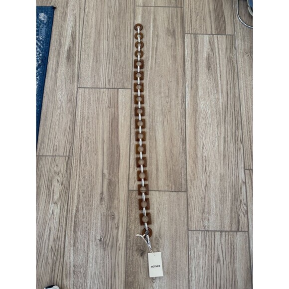 MOTHER Brown Resin Ring Chain Belt with Silver Links